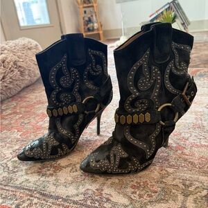 VINTAGE! - Embellished Black Heeled Boots